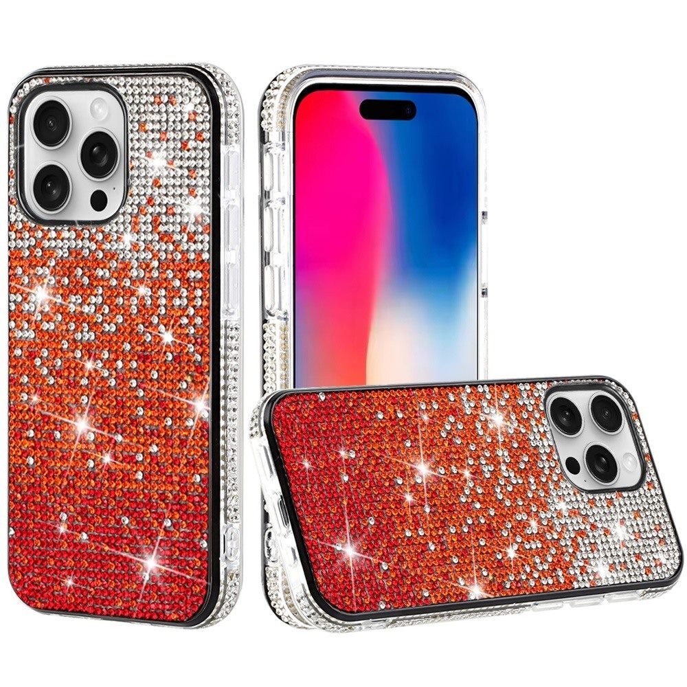 for iphone 16 pro 6.3 inch party diamond bumper bling hybrid case cover red