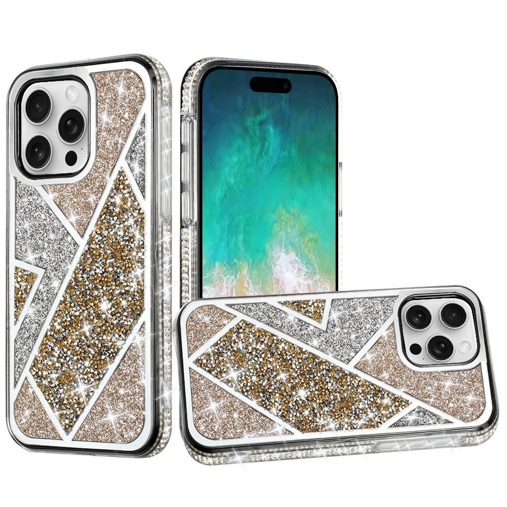 for iphone 16 pro max 6.9 inch rhombus bling glitter diamond case cover gold