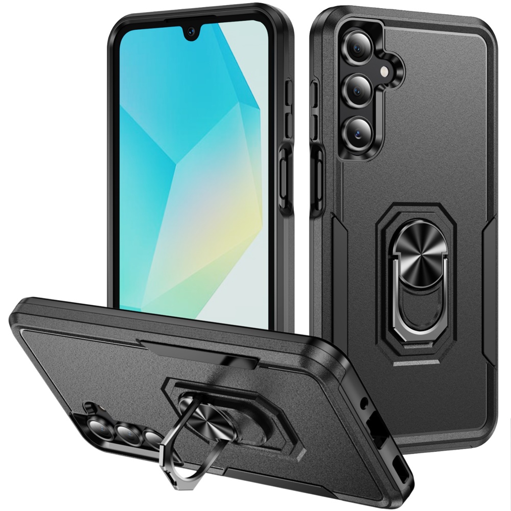 for samsung a16 5g tough hybrid with ring stand case black