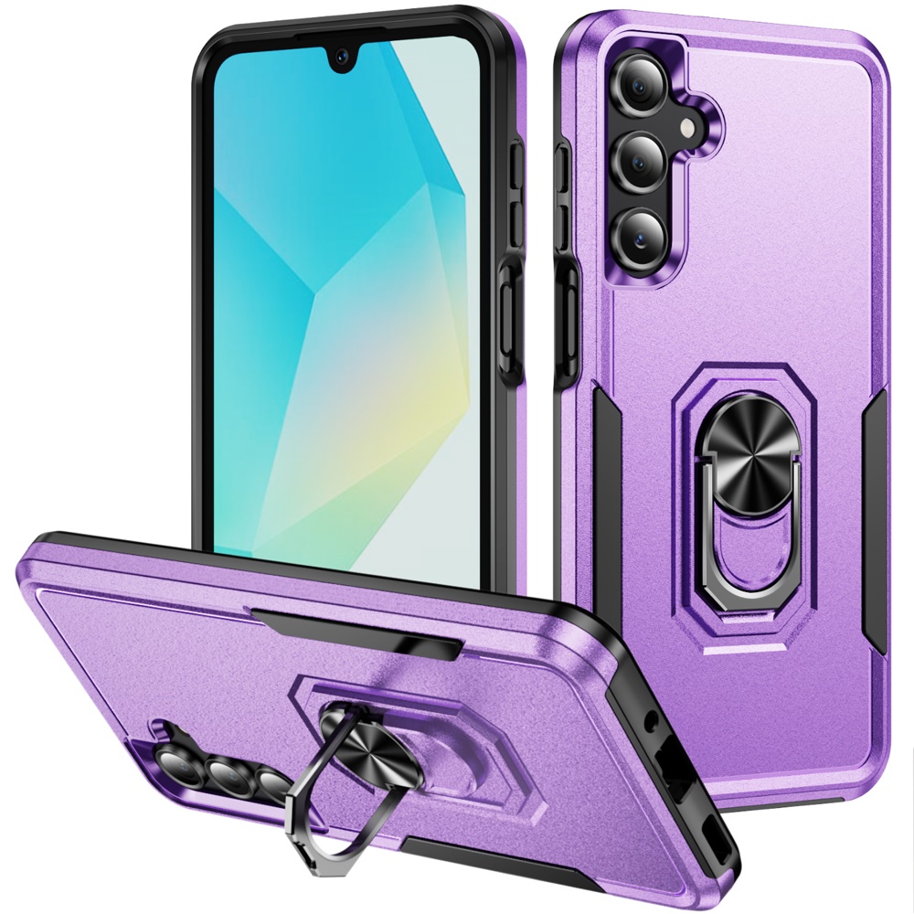 for samsung a16 5g tough hybrid with ring stand case purple