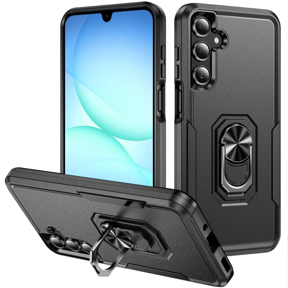 for samsung a17 5g tough hybrid with ring stand case black