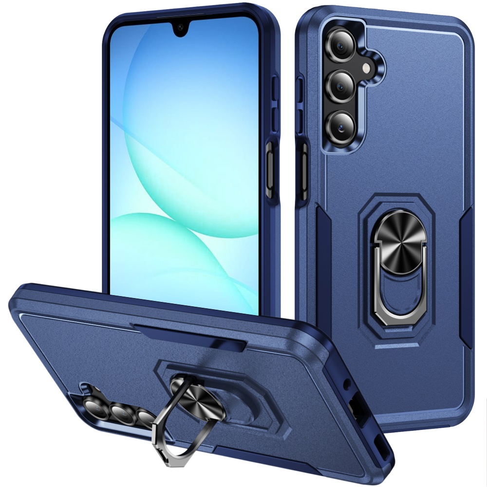 for samsung a17 5g tough hybrid with ring stand case dark blue