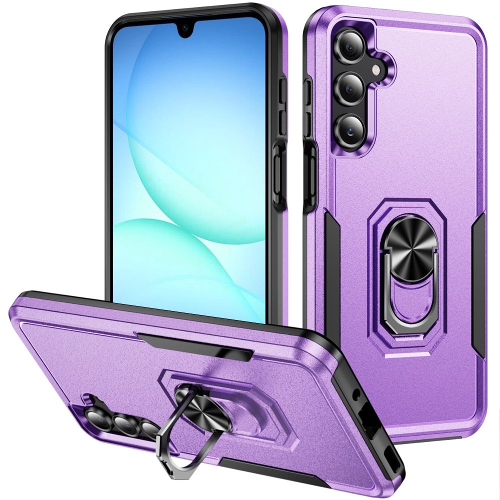for samsung a17 5g tough hybrid with ring stand case purple