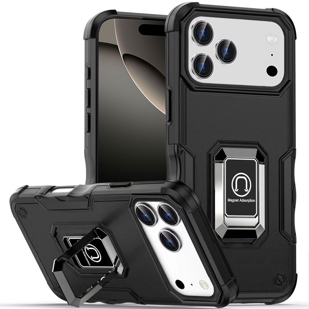 for iphone 17 pro max optimum magnetic ring stand hybrid case cover black