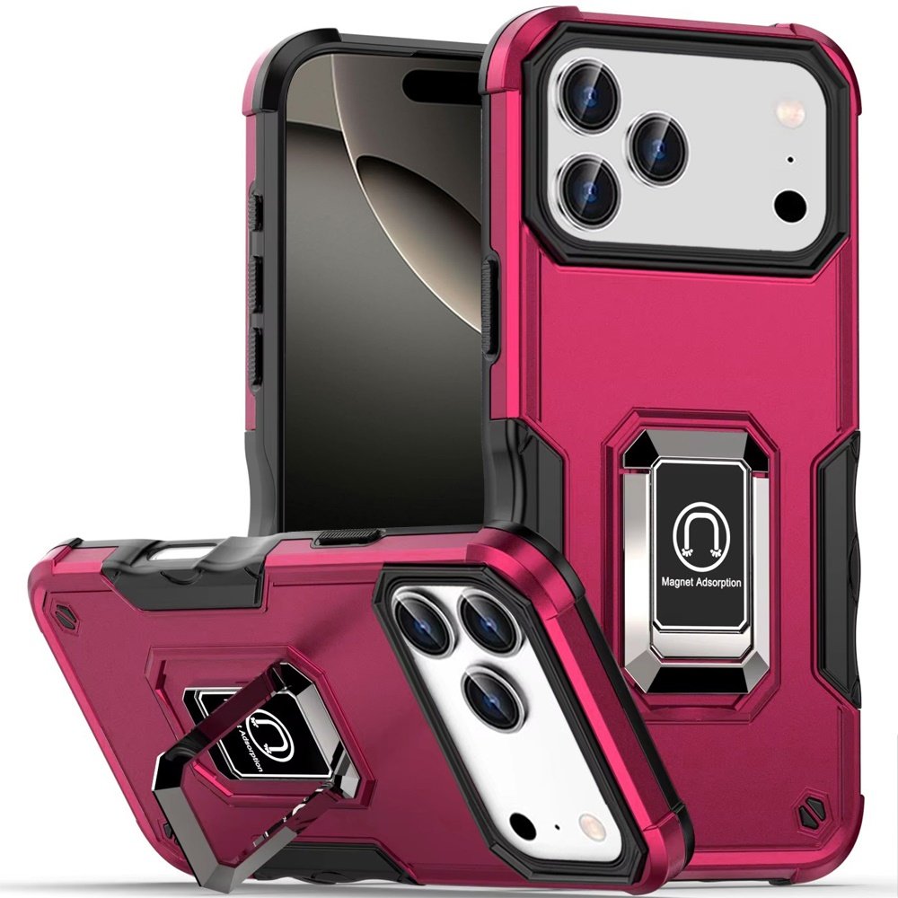 for iphone 17 pro max optimum magnetic ring stand hybrid case cover hot pink