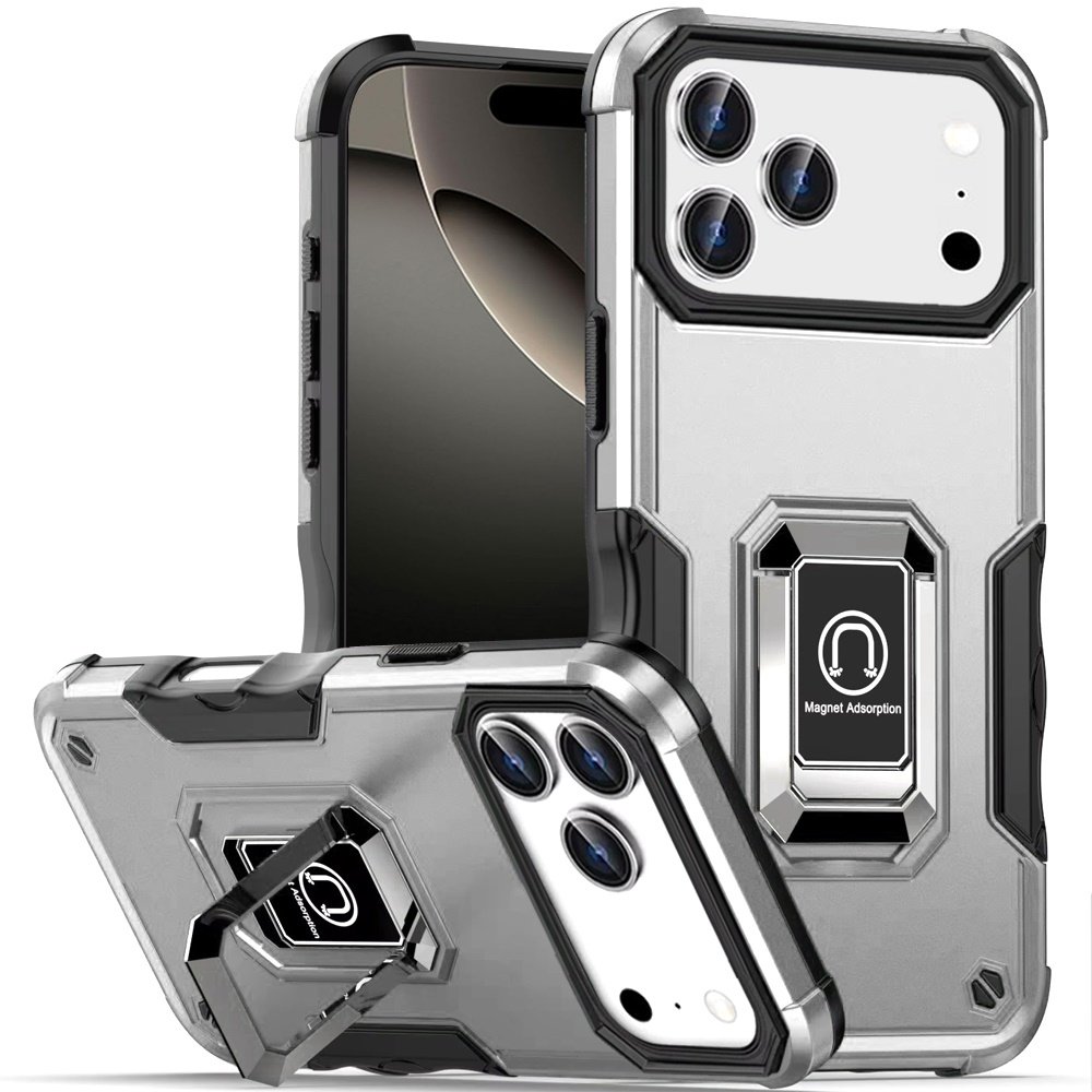 for iphone 17 pro max optimum magnetic ring stand hybrid case cover silver