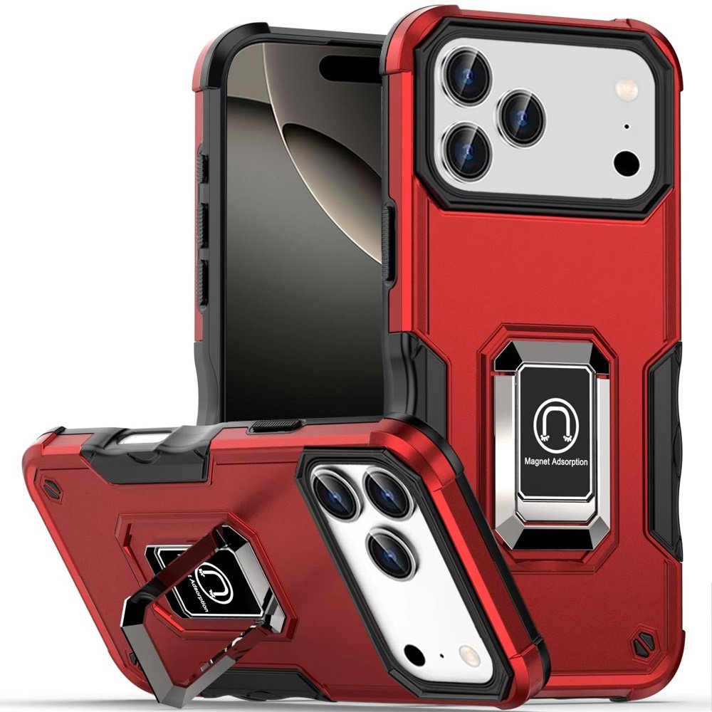 for iphone 17 pro optimum magnetic ring stand hybrid case cover red