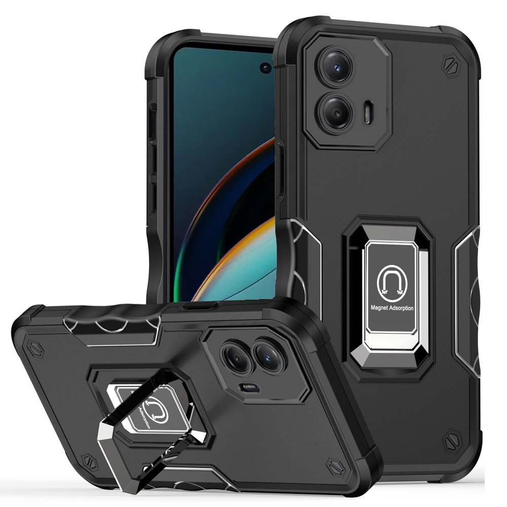 for motorola moto g 5g 2024 optimum magnetic ring stand hybrid case cover black