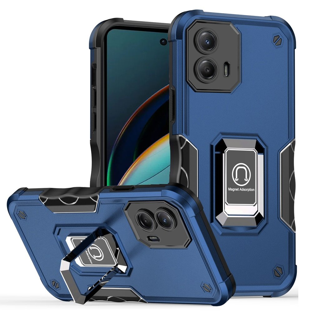 for motorola moto g 5g 2024 optimum magnetic ring stand hybrid case cover blue