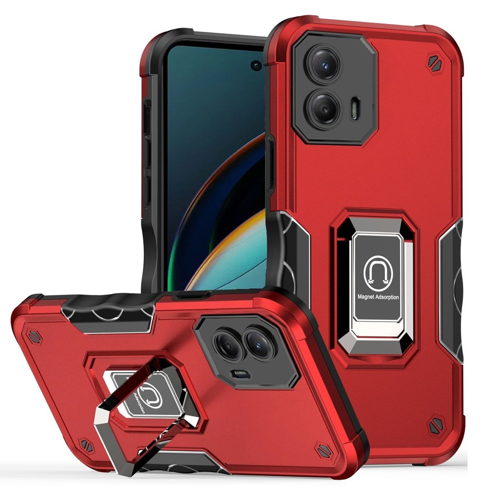 for motorola moto g 5g 2024 optimum magnetic ring stand hybrid case cover red