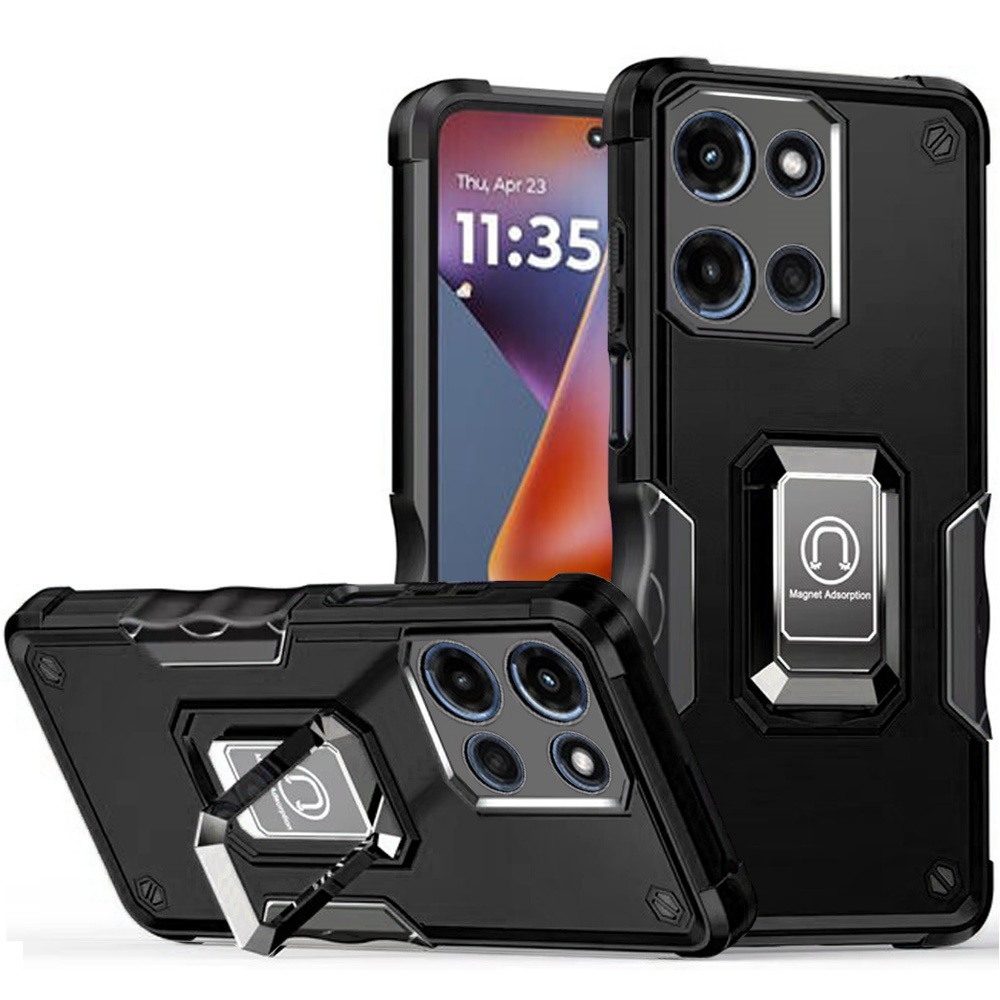 for moto g 5g 2025/2026 g play 2026 optimum magnetic ring stand hybrid case cover black