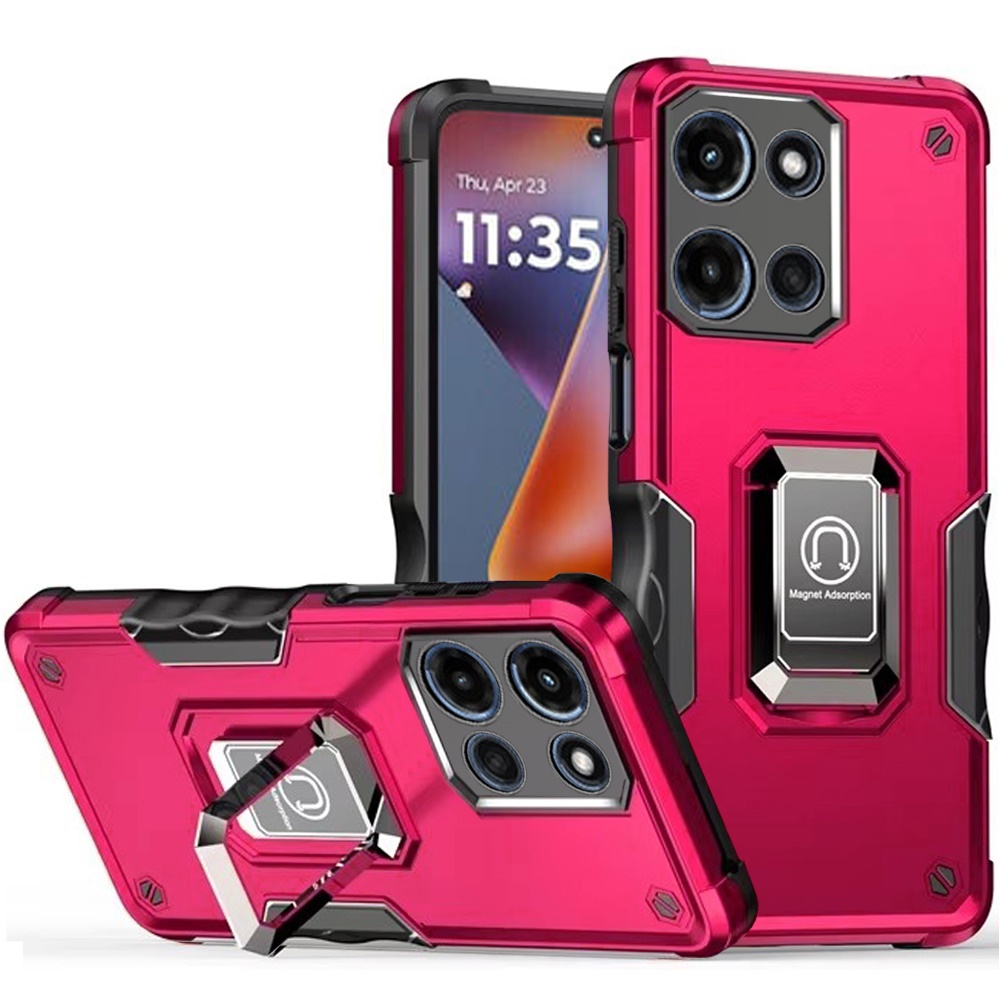 for moto g 5g 2025/2026 g play 2026 optimum magnetic ring stand hybrid case cover hot pink