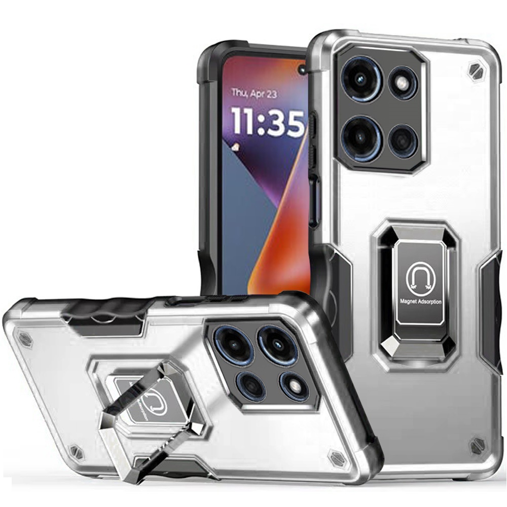 for moto g 5g 2025/2026 g play 2026 optimum magnetic ring stand hybrid case cover silver