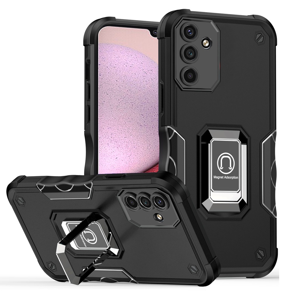 for samsung a14 5g optimum magnetic ring stand hybrid case cover black