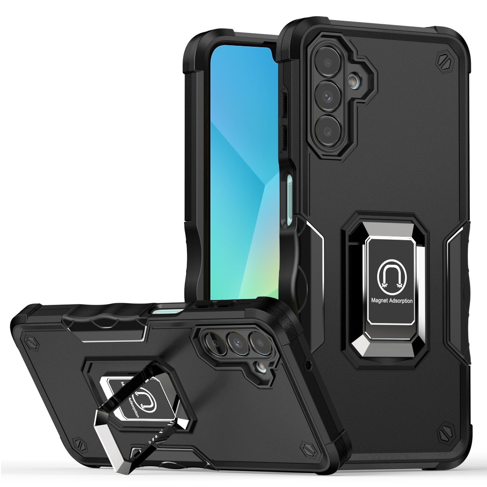 for samsung a16 5g optimum magnetic ring stand hybrid case cover black