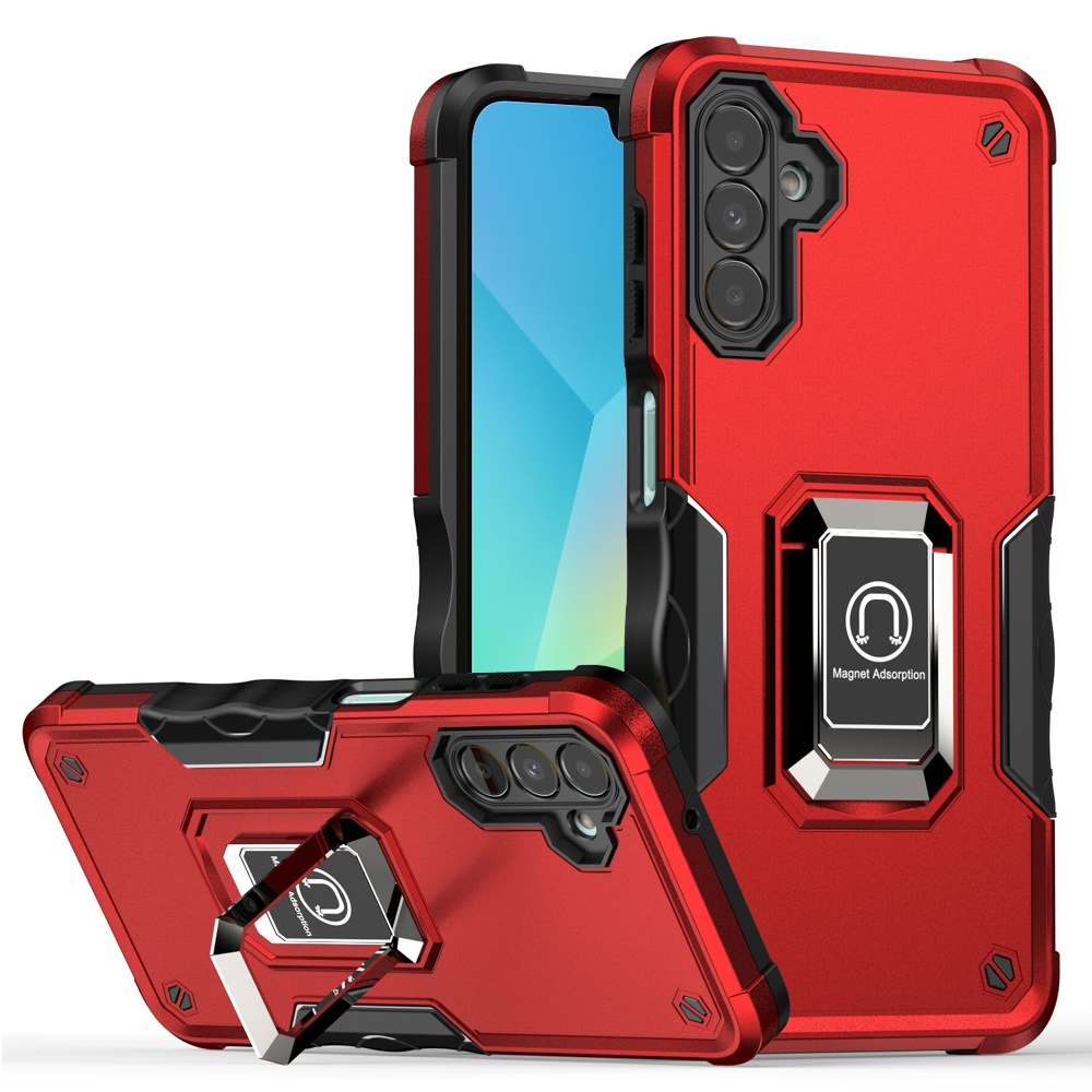 for samsung a16 5g optimum magnetic ring stand hybrid case cover red