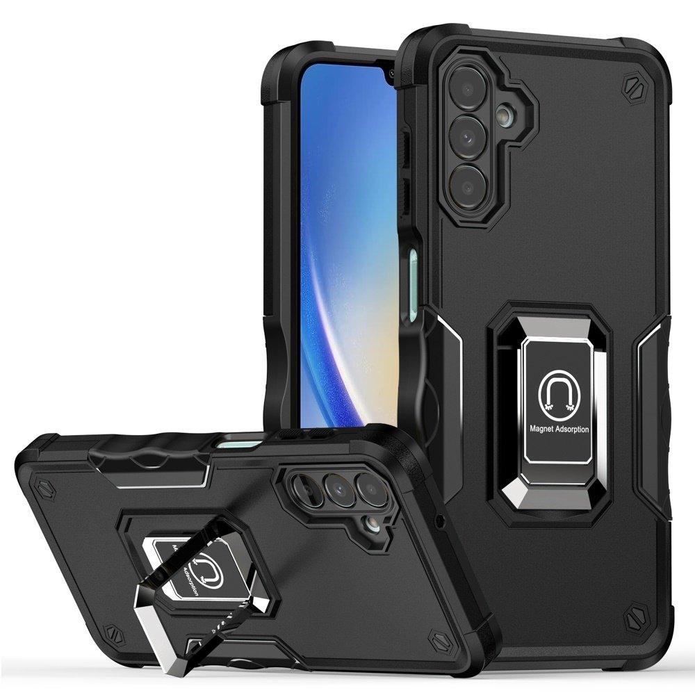 for samsung a15 5g optimum magnetic ring stand hybrid case cover black
