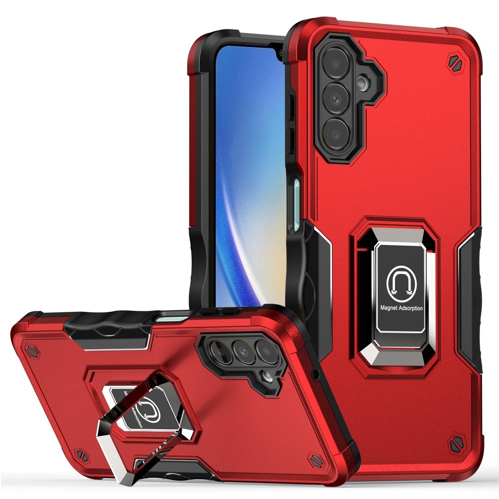 for samsung a15 5g optimum magnetic ring stand hybrid case cover red