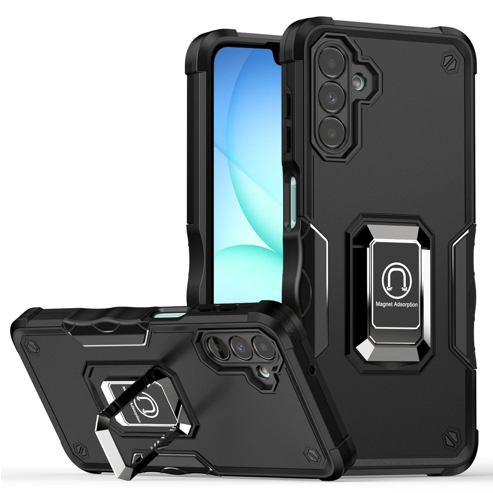for samsung a17 5g optimum magnetic ring stand hybrid case cover black