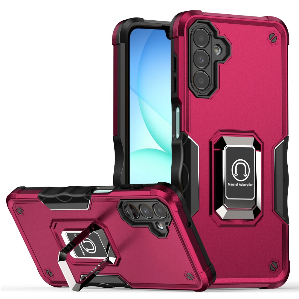 for samsung a17 5g optimum magnetic ring stand hybrid case cover hot pink