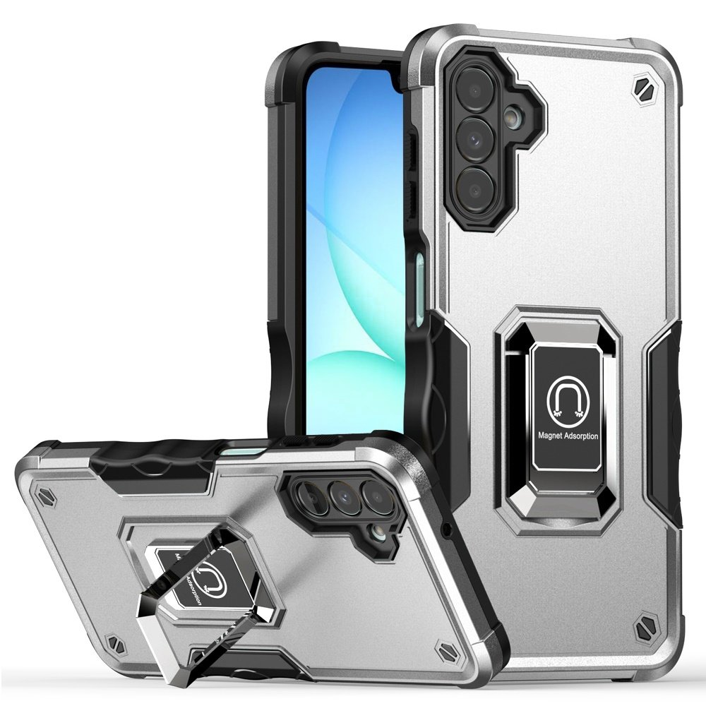 for samsung a17 5g optimum magnetic ring stand hybrid case cover silver