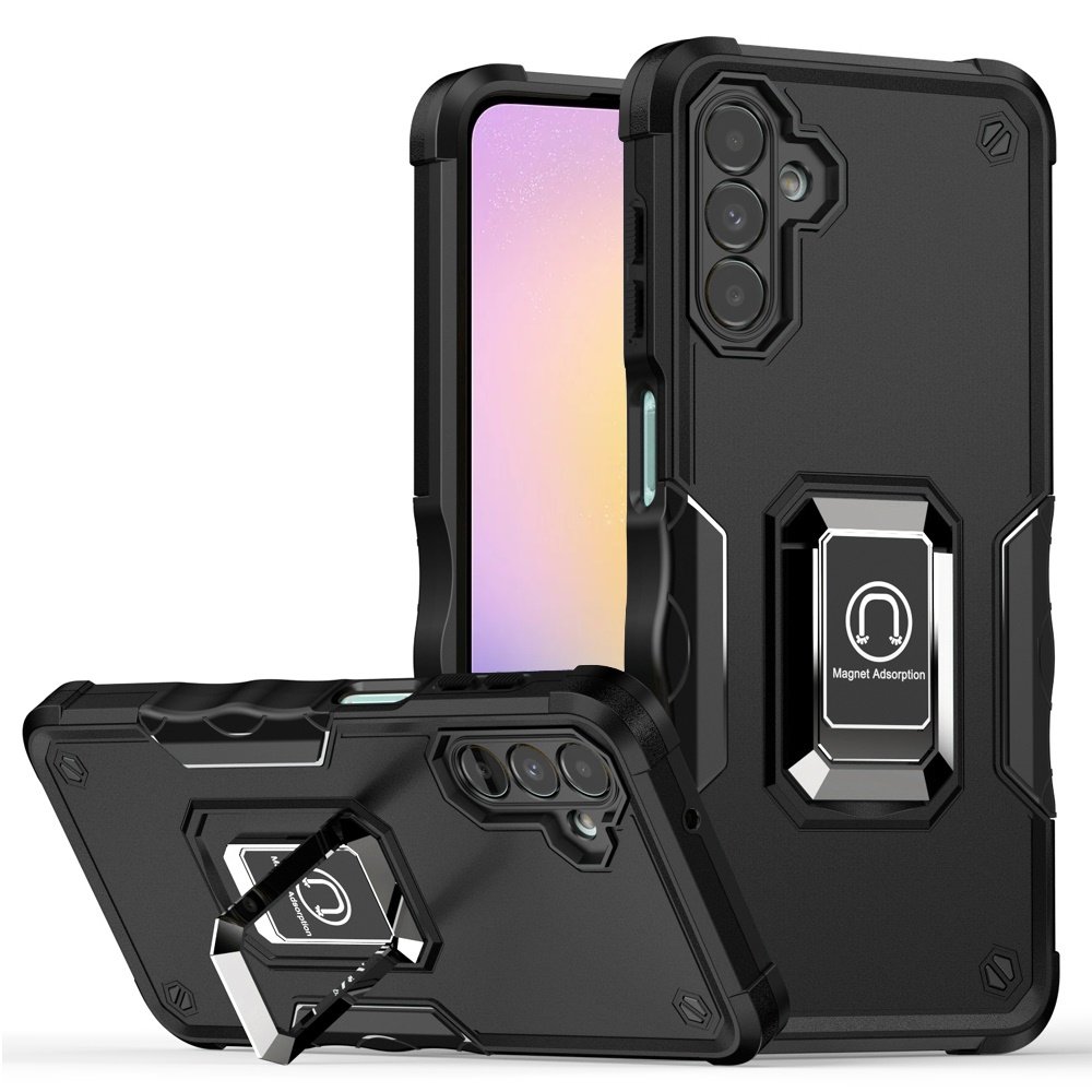 for samsung a25 5g optimum magnetic ring stand hybrid case cover black