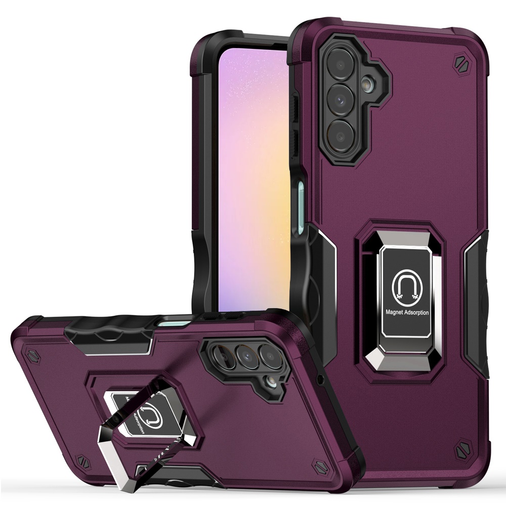 for samsung a25 5g optimum magnetic ring stand hybrid case cover dark purple
