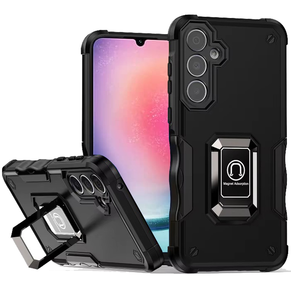 for samsung galaxy a26 optimum magnetic ring stand hybrid case cover black