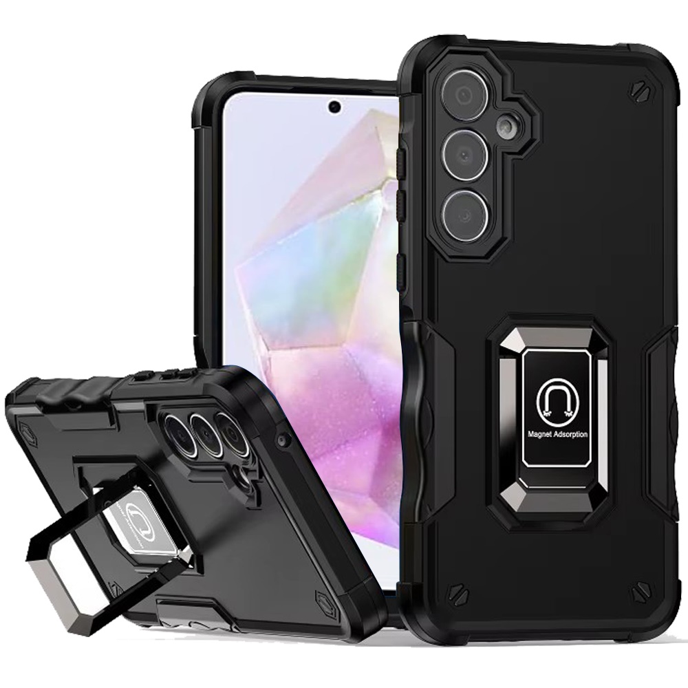 for samsung galaxy a36 / a56 optimum magnetic ring stand hybrid case cover black
