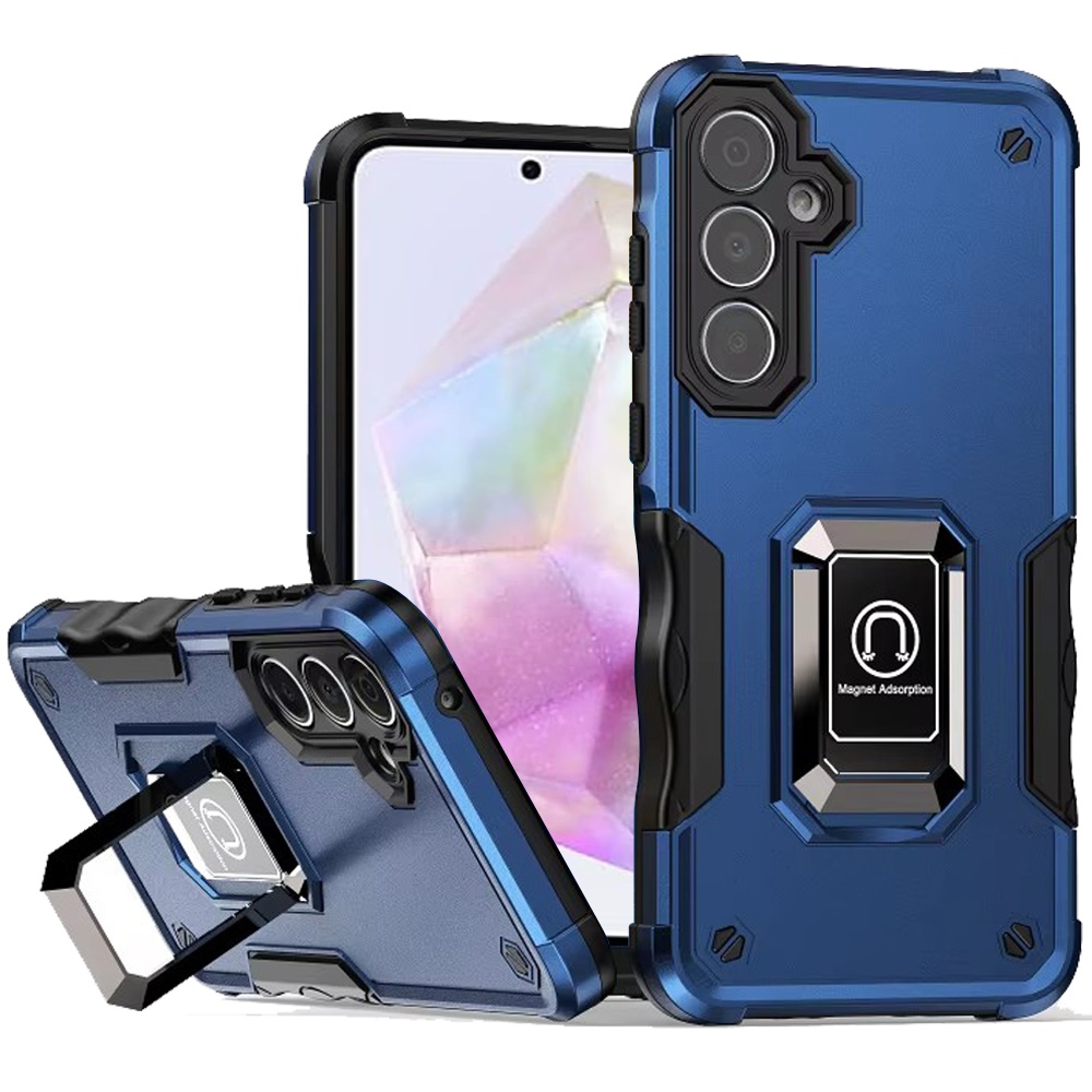 for samsung galaxy a36 / a56 optimum magnetic ring stand hybrid case cover blue
