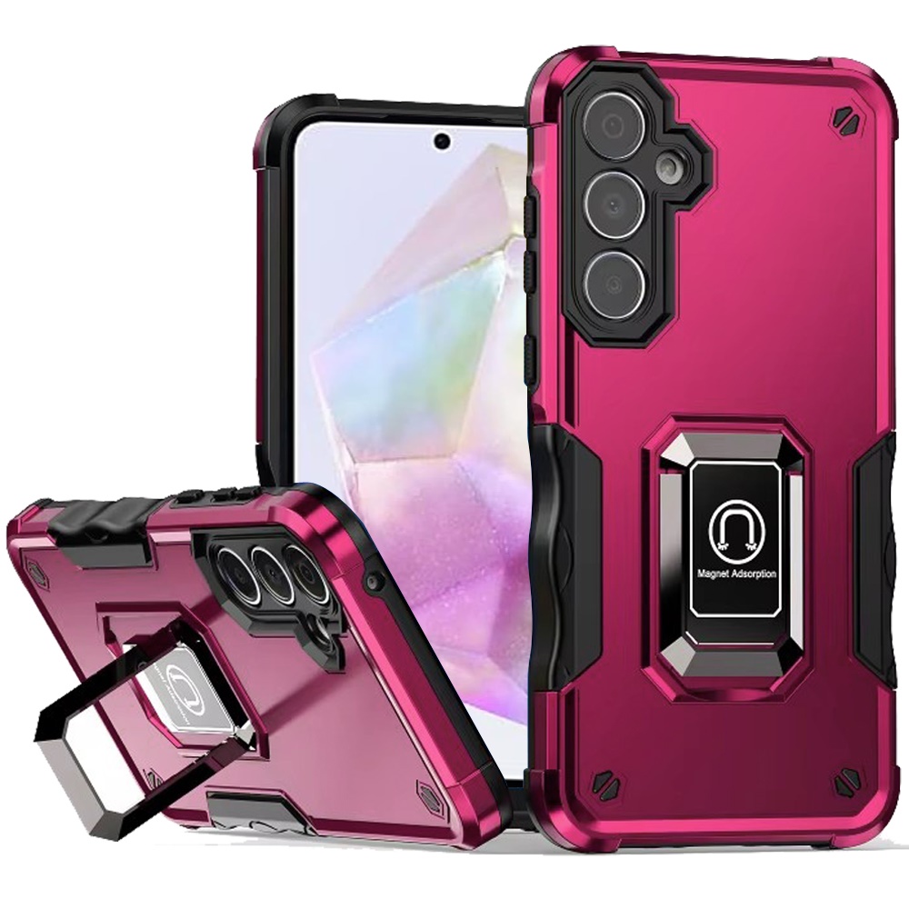 for samsung galaxy a36 / a56 optimum magnetic ring stand hybrid case cover hot pink