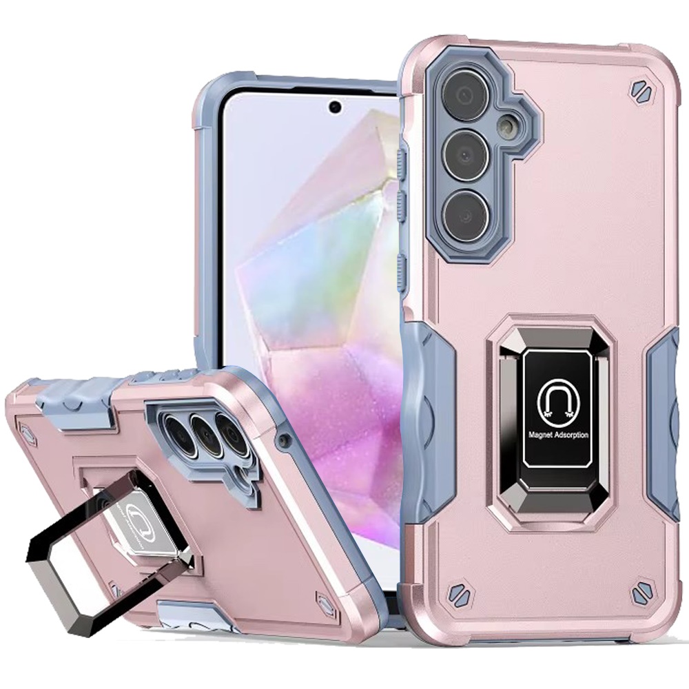 for samsung galaxy a36 / a56 optimum magnetic ring stand hybrid case cover rose gold