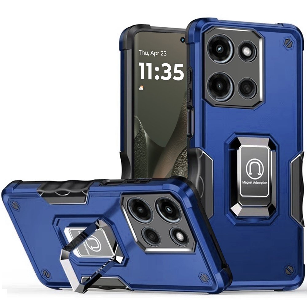 for motorola edge 2025 optimum magnetic ring stand hybrid case cover blue