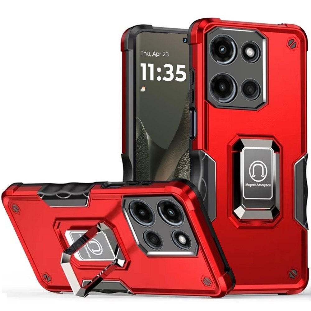 for motorola edge 2025 optimum magnetic ring stand hybrid case cover red
