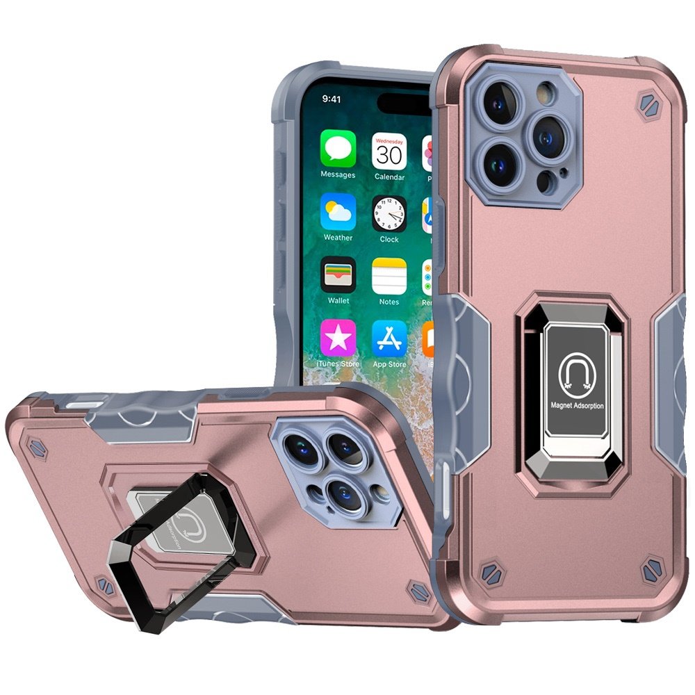for iphone 16 pro max 6.9 inch optimum magnetic ring stand hybrid case cover rose gold