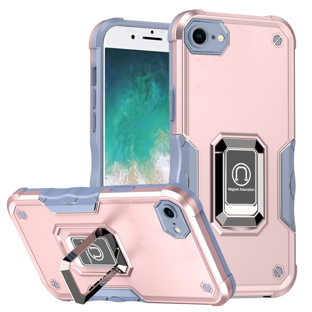 for iphone 17e / 16e / se4 optimum magnetic ring stand hybrid case cover rose gold