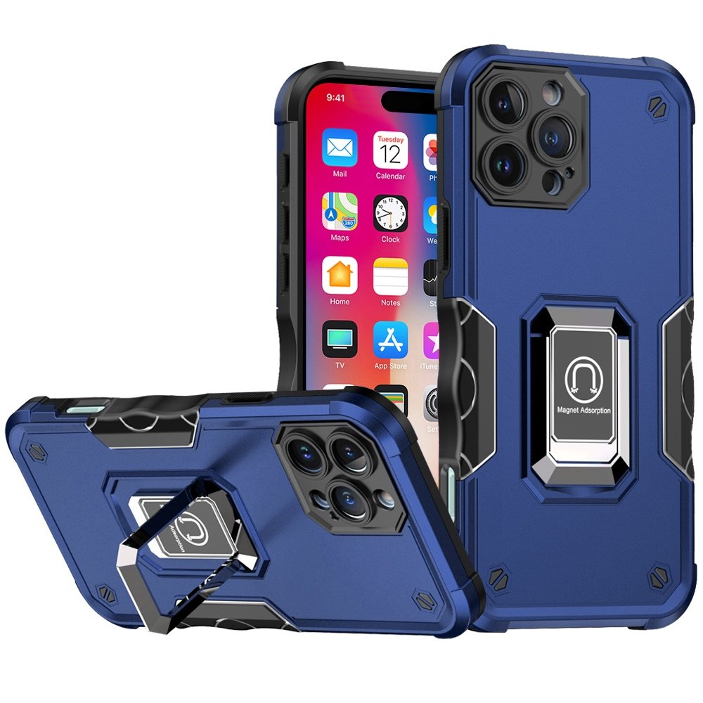 for iphone 16 pro 6.3 inch optimum magnetic ring stand hybrid case cover blue