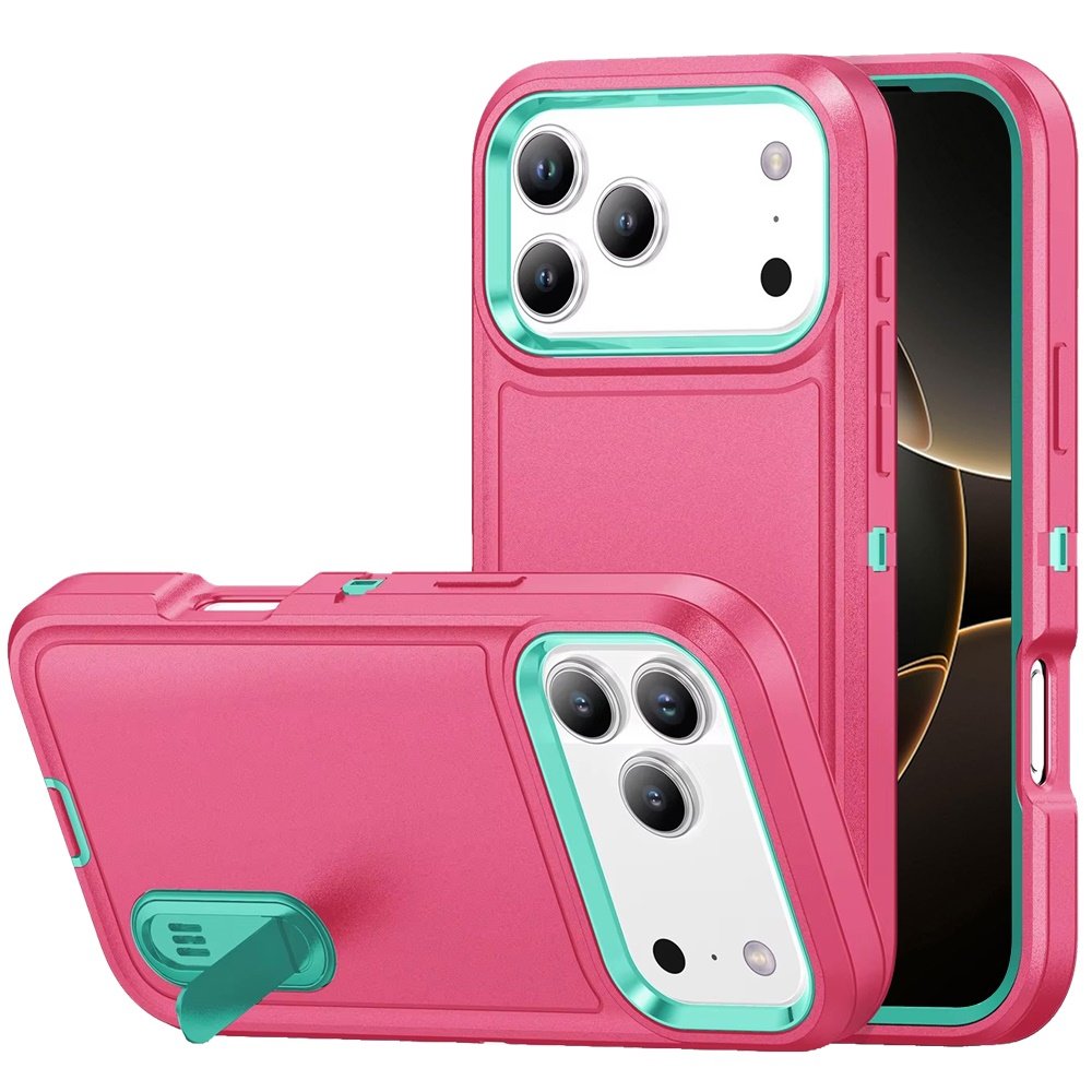 for iphone 17 pro max peak 3in1 toughest hybrid with stand cover case teal/hot pink
