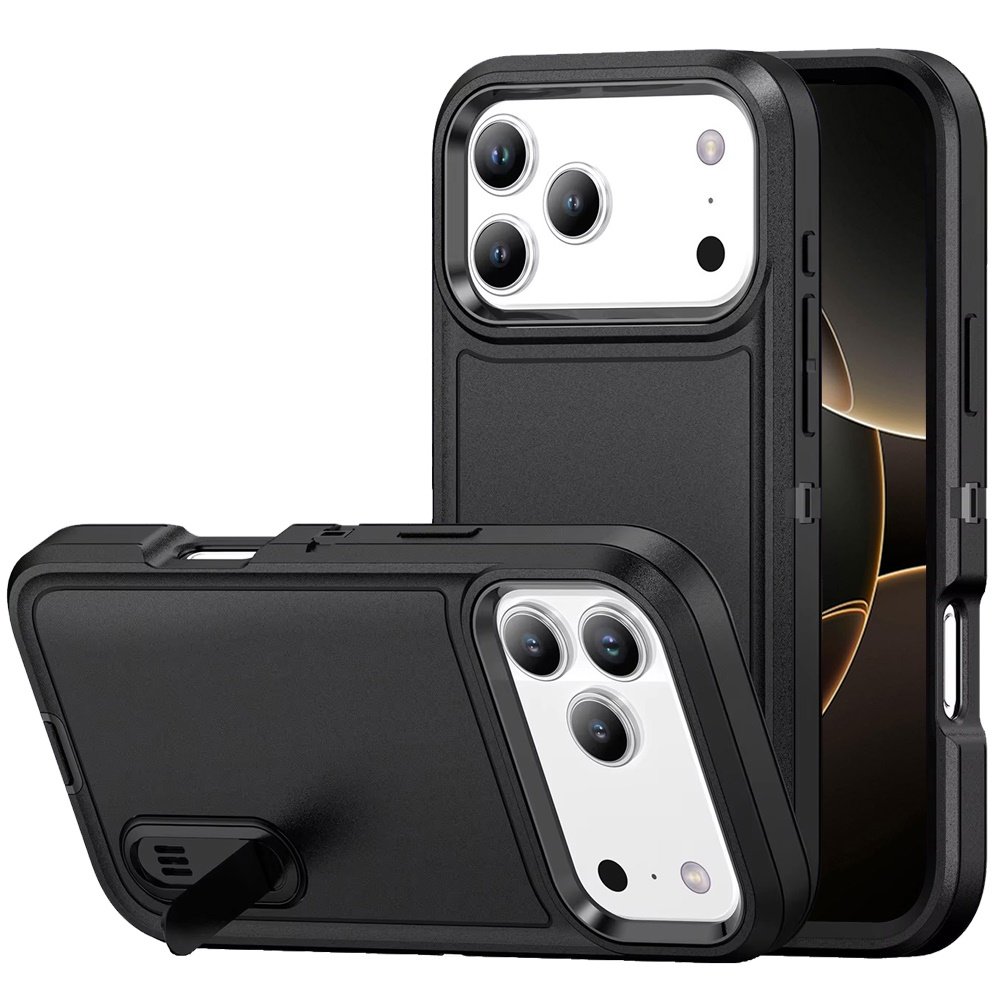 for iphone 17 pro peak 3in1 toughest hybrid with stand cover case black/black