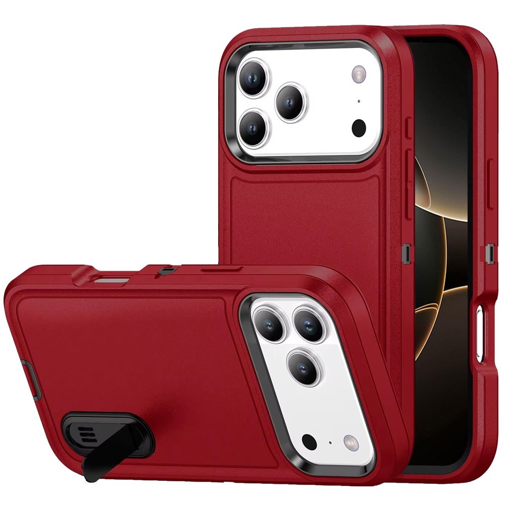 for iphone 17 pro peak 3in1 toughest hybrid with stand cover case black/red