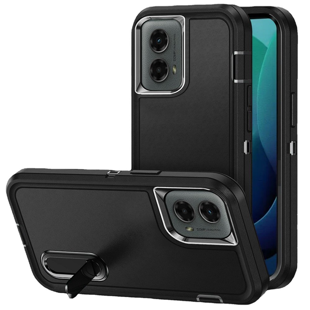 for motorola moto g 5g 2024 peak 3in1 toughest hybrid with stand cover case black/black