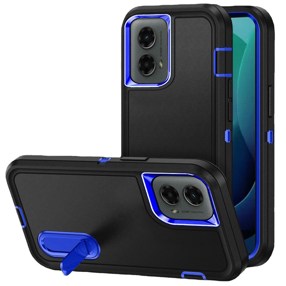 for motorola moto g 5g 2024 peak 3in1 toughest hybrid with stand cover case black/blue