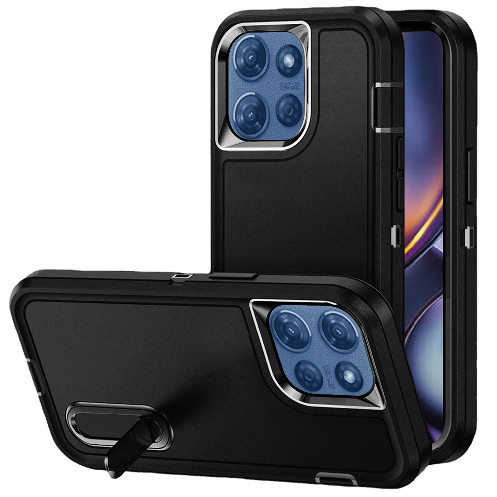 for moto g 5g 2025/2026 g play 2026 peak 3in1 toughest hybrid with stand cover case black/black