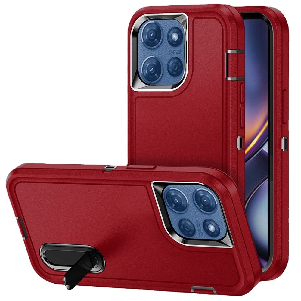 for moto g 5g 2025/2026 g play 2026 peak 3in1 toughest hybrid with stand cover case black/red