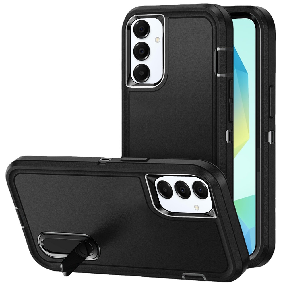 for samsung a16 5g peak 3in1 toughest hybrid with stand cover case black/black