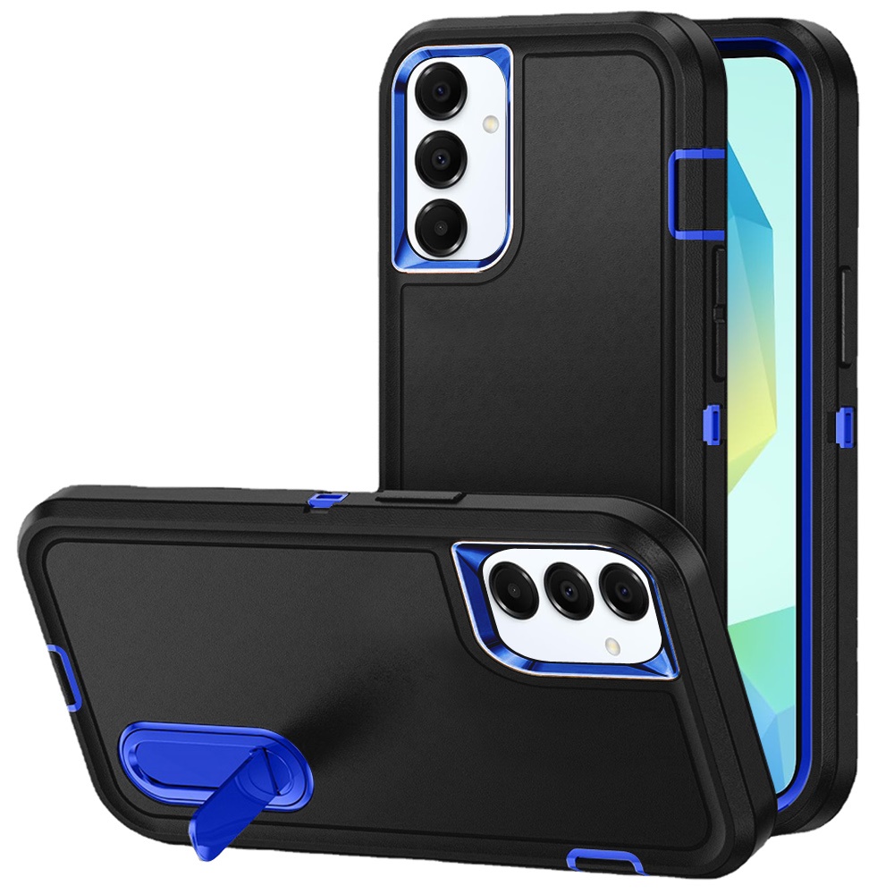 for samsung a16 5g peak 3in1 toughest hybrid with stand cover case black/blue