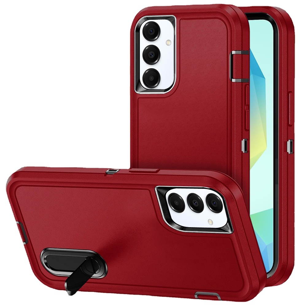for samsung a16 5g peak 3in1 toughest hybrid with stand cover case black/red