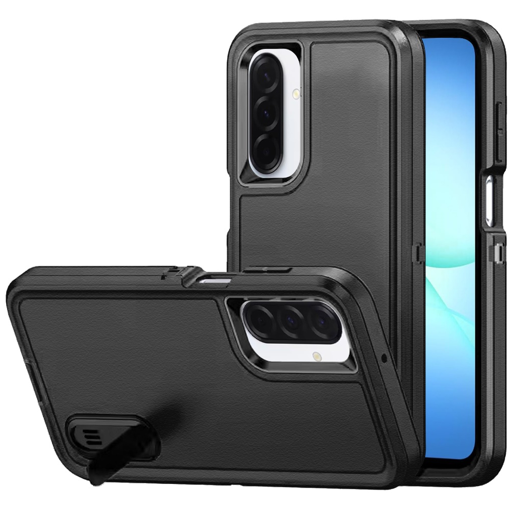 for samsung a17 5g peak 3in1 toughest hybrid with stand cover case black/black
