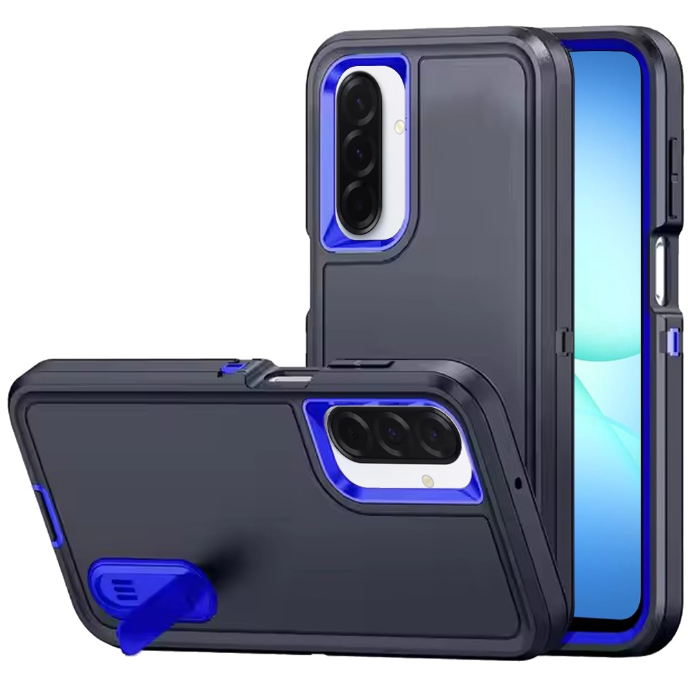 for samsung a17 5g peak 3in1 toughest hybrid with stand cover case black/blue