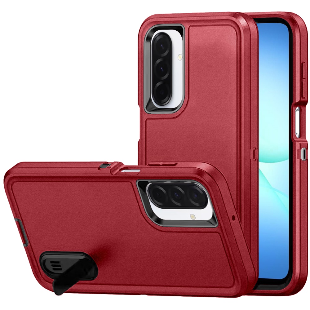 for samsung a17 5g peak 3in1 toughest hybrid with stand cover case black/red